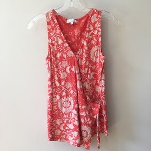 Lucky brand patterned sleeveless top w/ tie